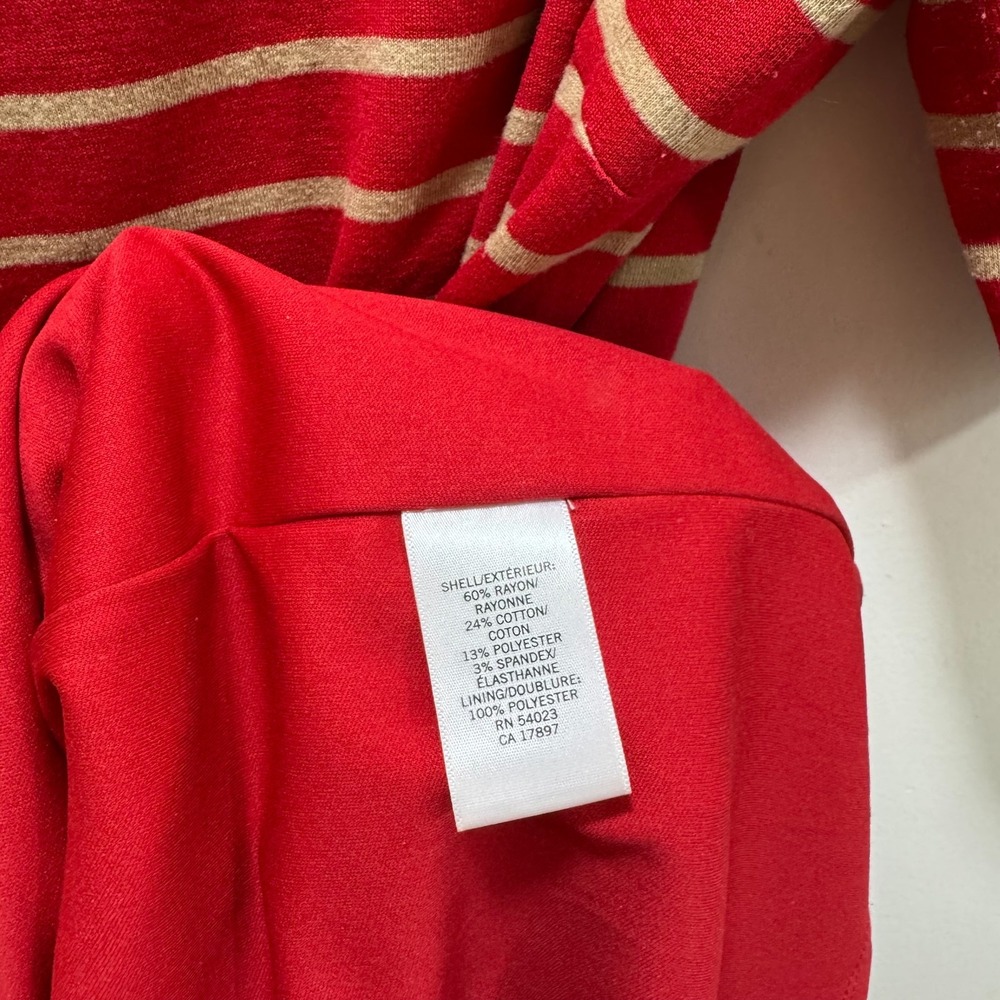 Banana Republic Nautical Beachy Preppy Stretchy Belted Striped Midi Dress XL Red - Picture 7 of 9